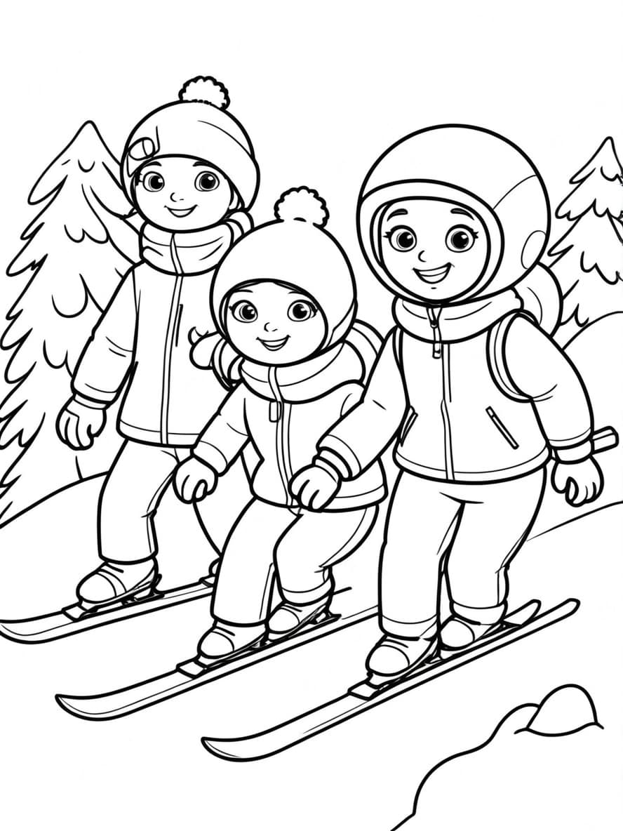 Coloriage Ski Facile