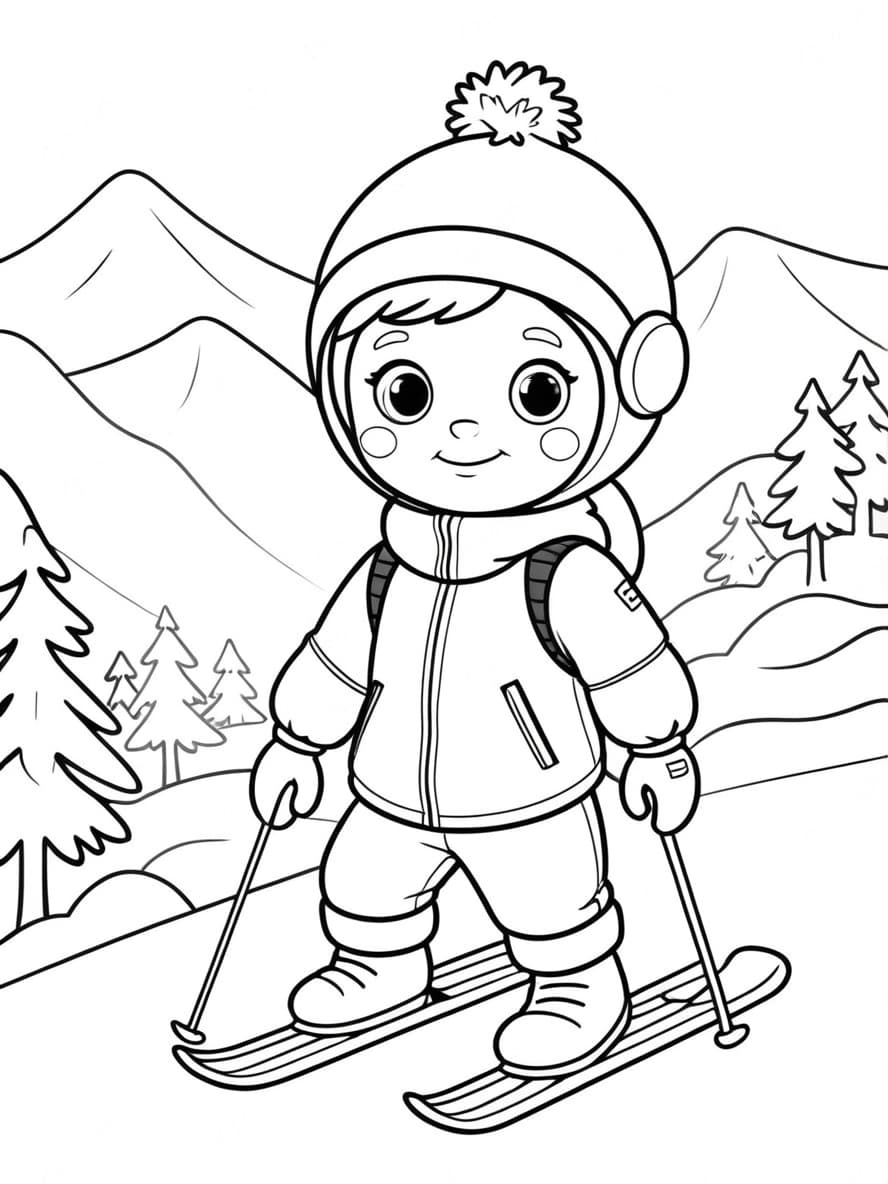 Coloriage Ski Garcon Gratuit