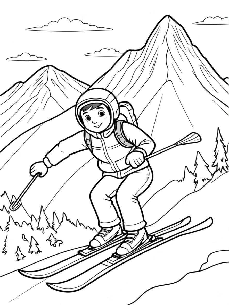 Coloriage Ski Incroyable