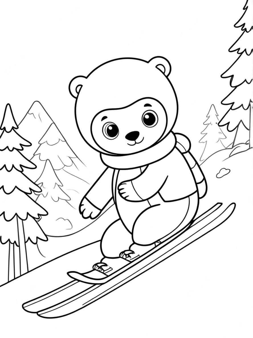 Coloriage Ski Mignon