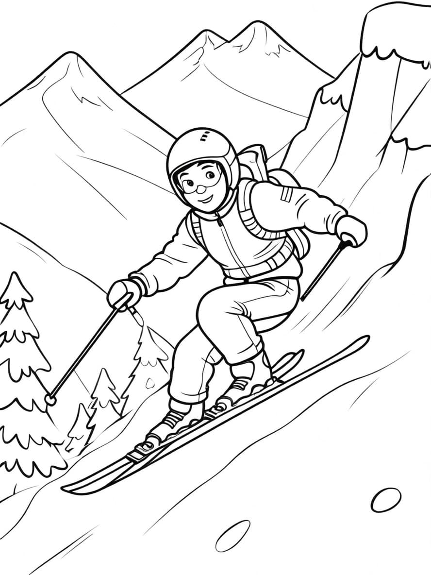 Coloriage Ski Pour Enfant