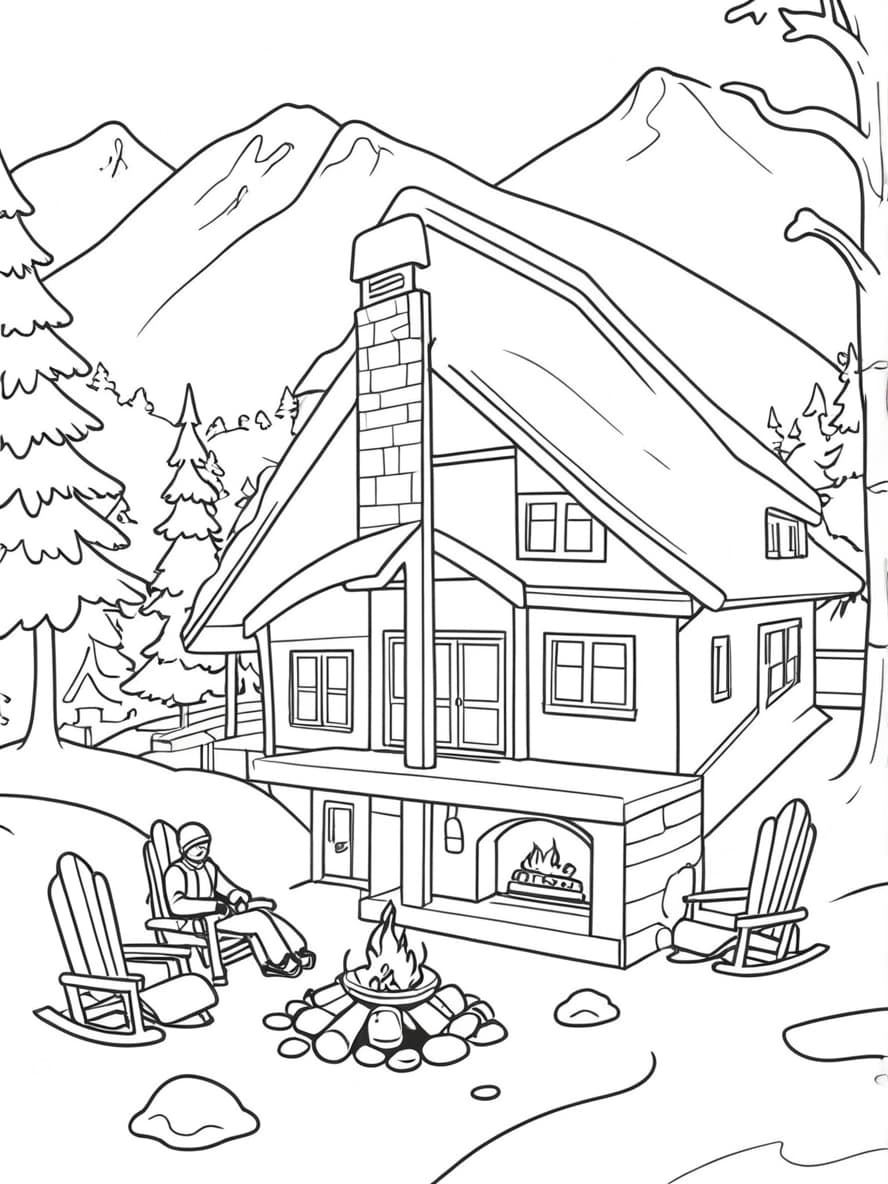 Coloriage Ski Simple Gratuit