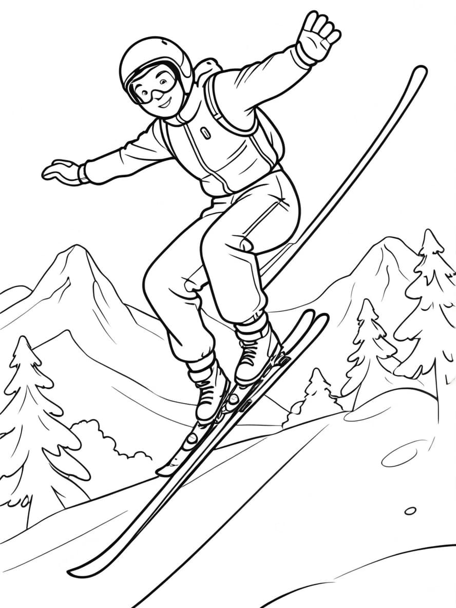 Coloriage Ski Unique