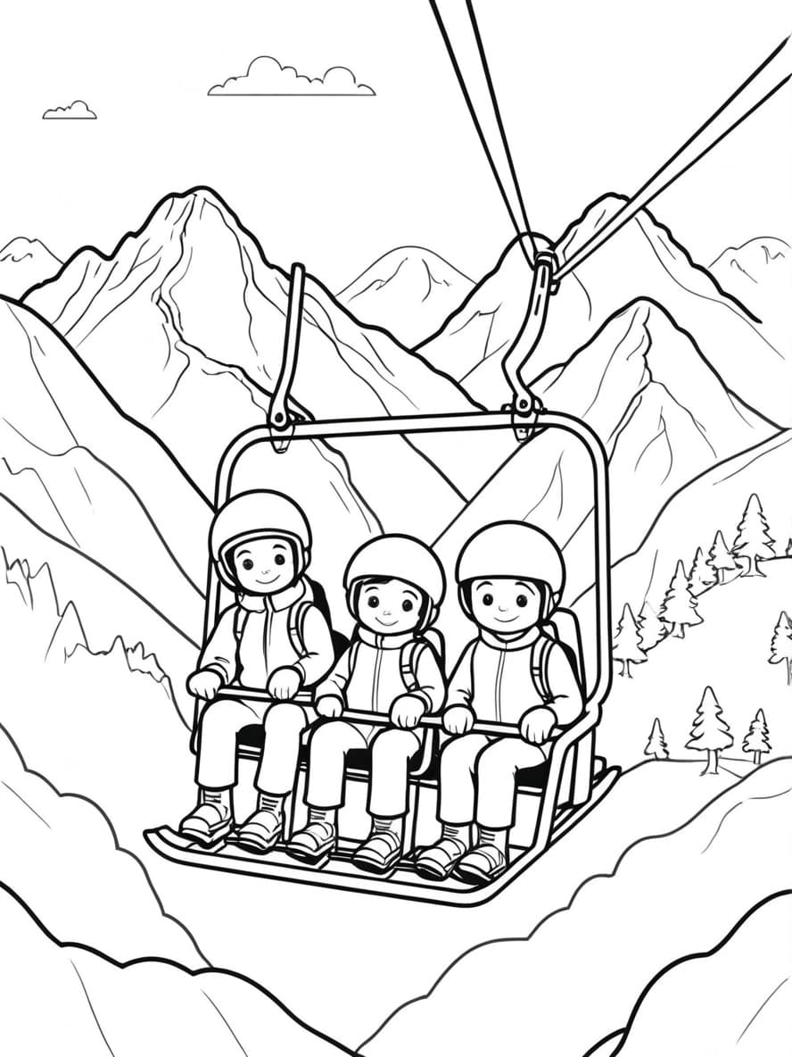 Coloriage Ski Voyage