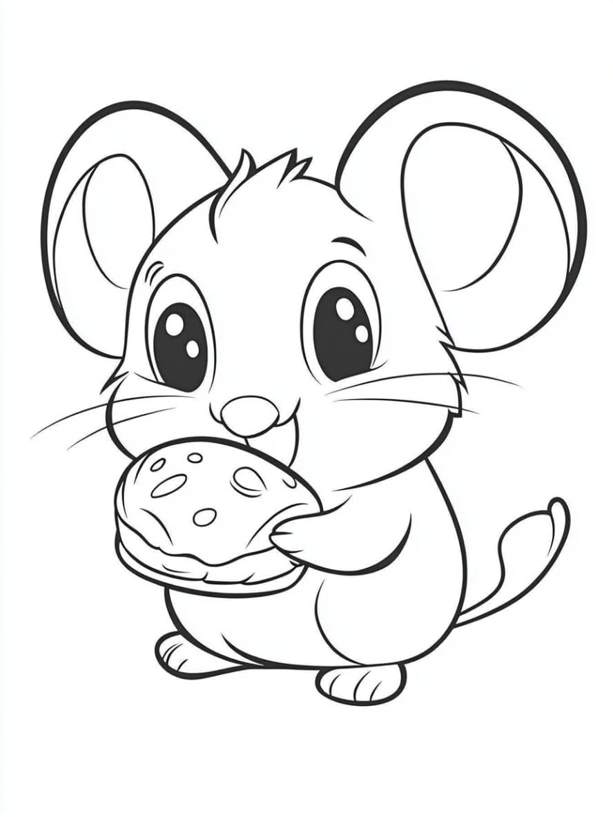 Coloriage Souris Mangeant Du Fromage