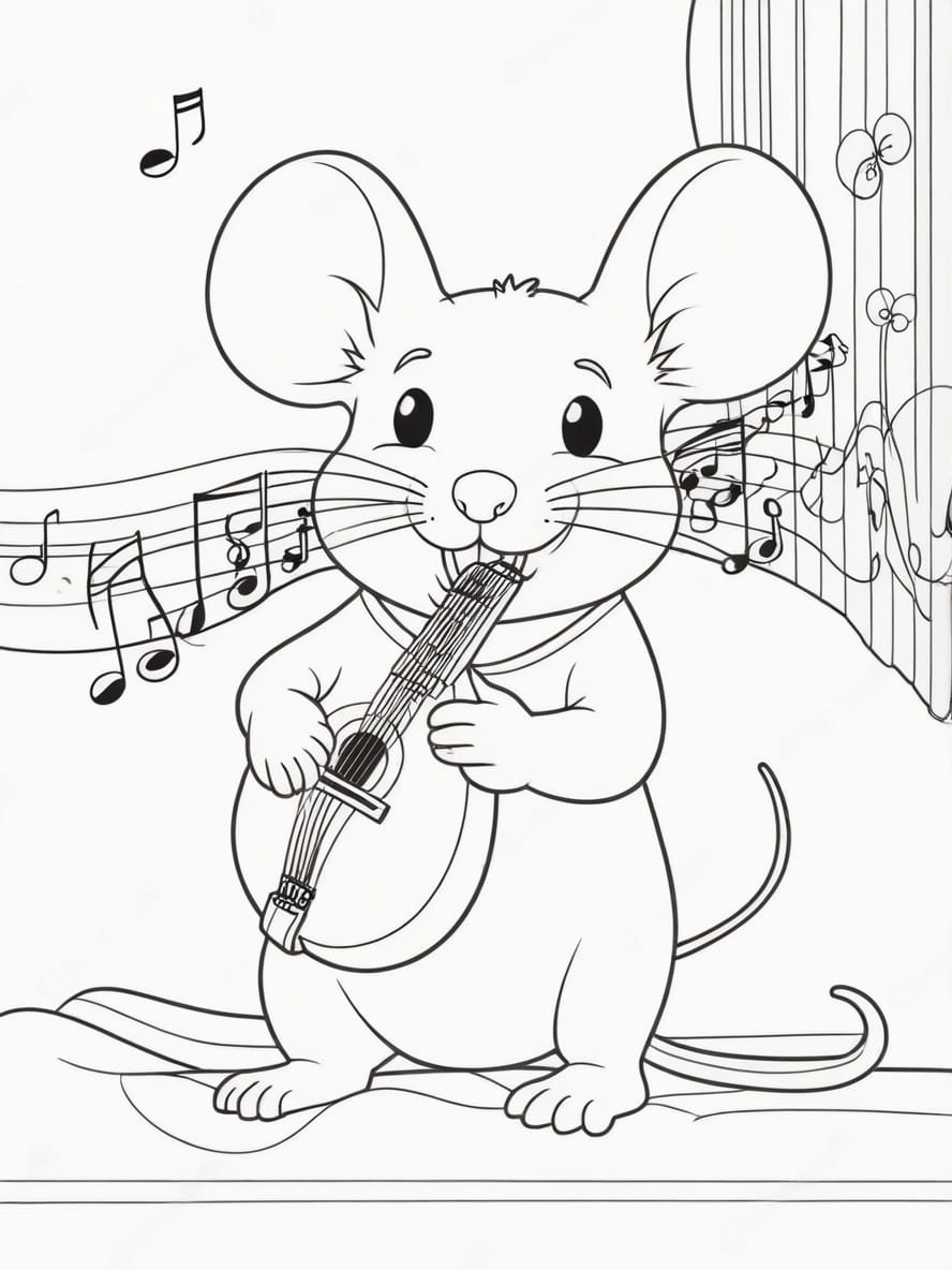 Coloriage Souris Qui Mord La Guitare