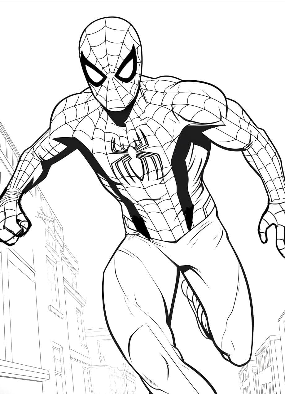 Coloriage Spidey En Train De Courir