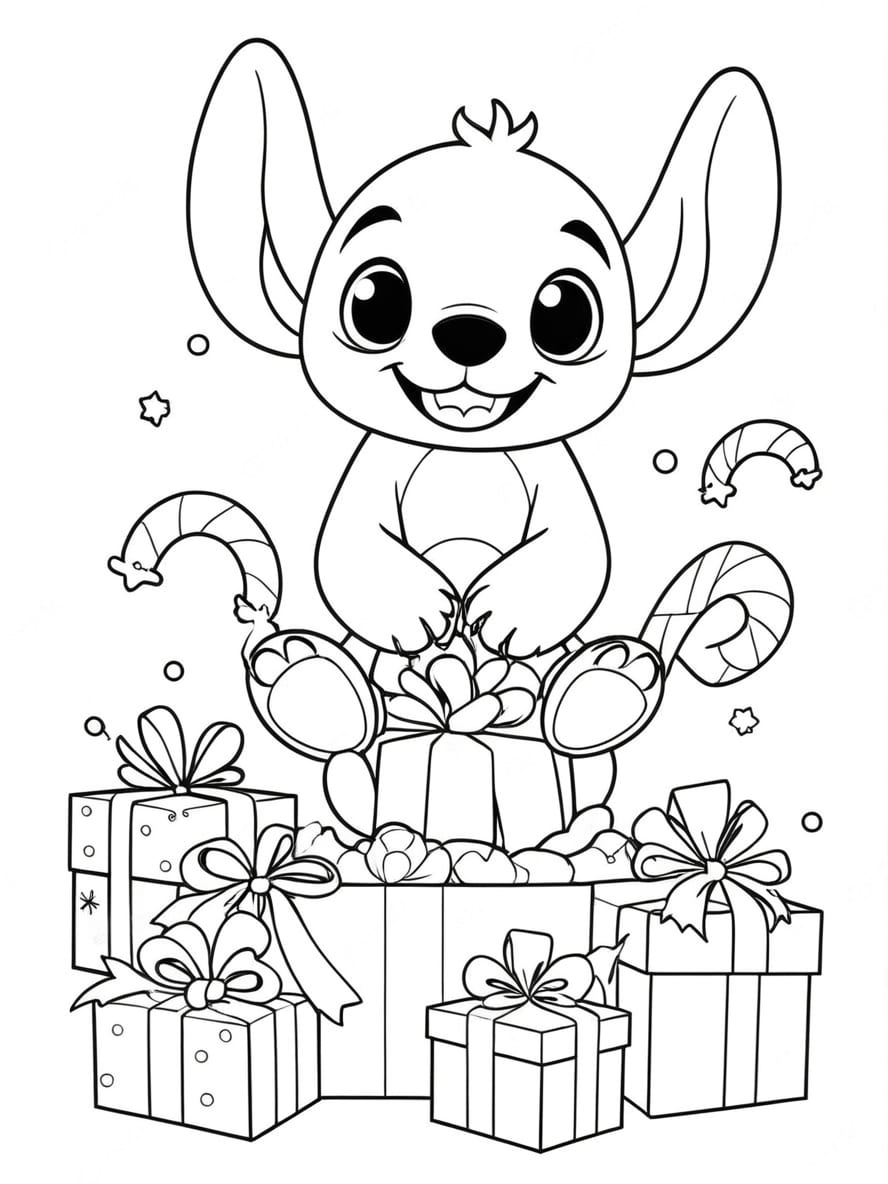 Coloriage Stitch Noel A Imprimer