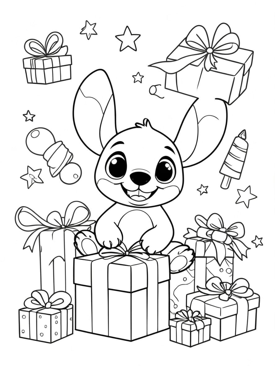 Coloriage Stitch Noel Art