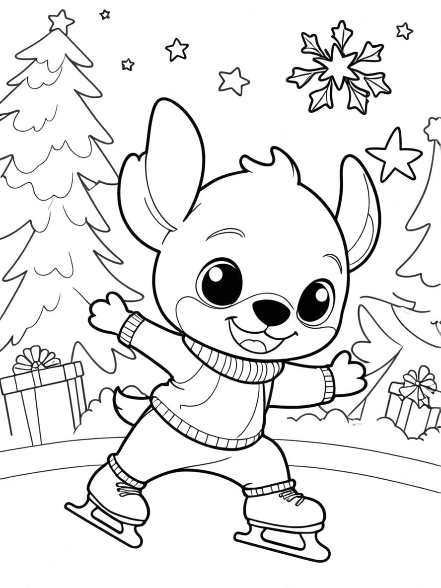 Coloriage Stitch Noel Facile Pour Enfants