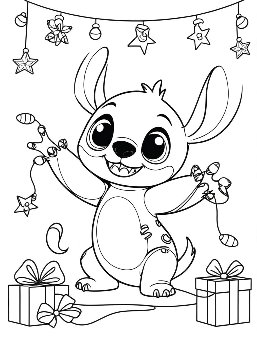 Coloriage Stitch Noel Joyeux