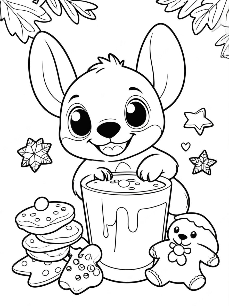 Coloriage Stitch Noel Mignon Gratuit