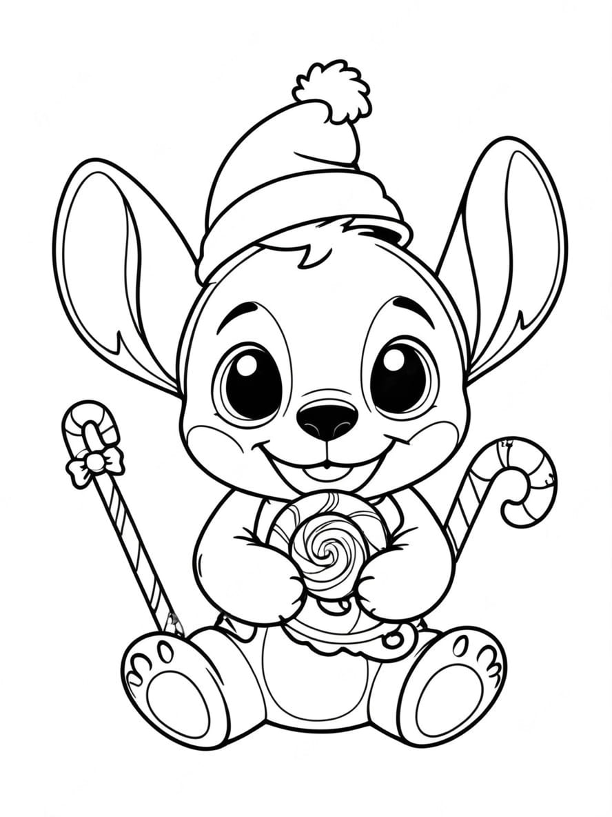 Coloriage Stitch Noel Mignon