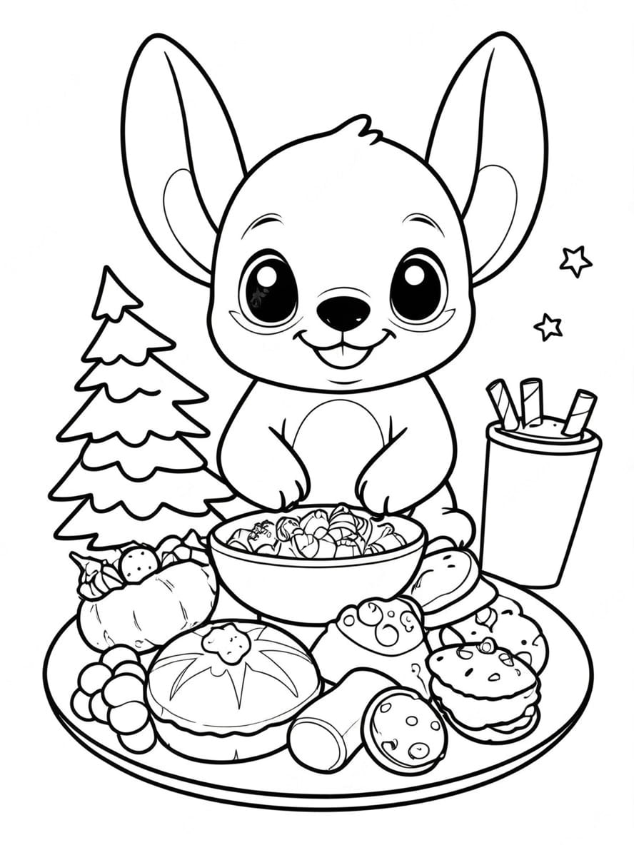 Coloriage Stitch Noel Pour Enfants