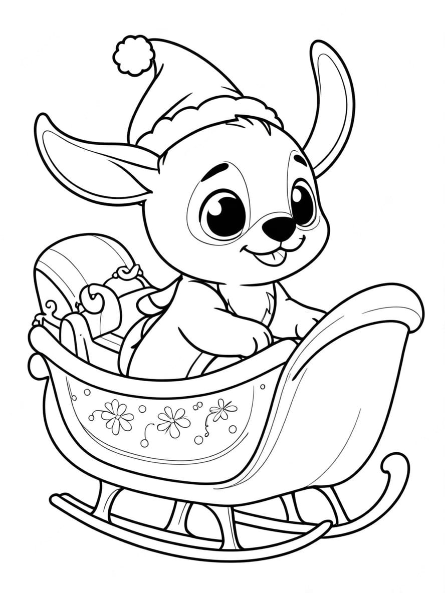 Coloriage Stitch Noel Simple Pour Enfants Gratuit