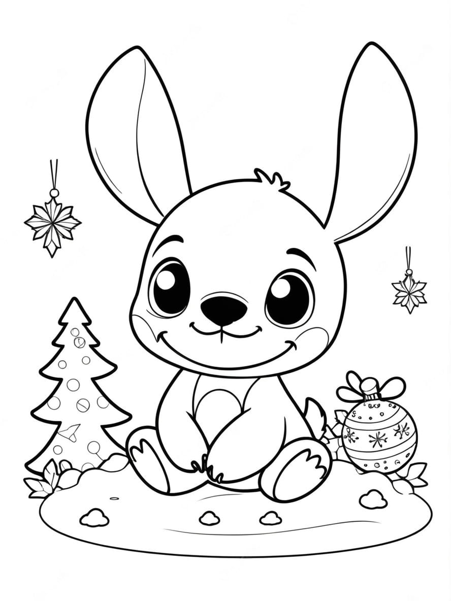 Coloriage Stitch Noel Simple