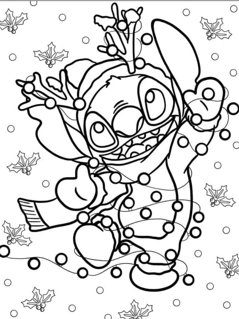 Coloriage Stitch Noel Simpliste Pour Jouer Avec Les Couleurs