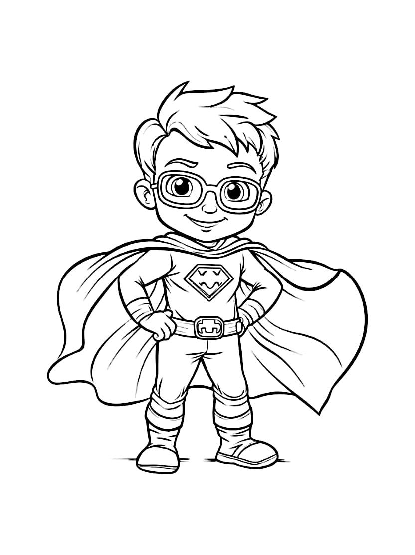 Coloriage Super Heros Chibi En Cape