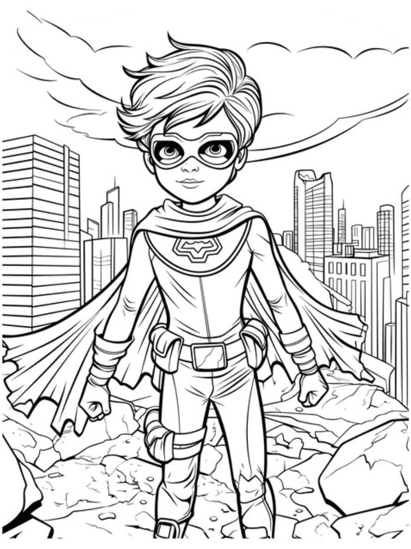 Coloriage Super Heros Dans Les Air