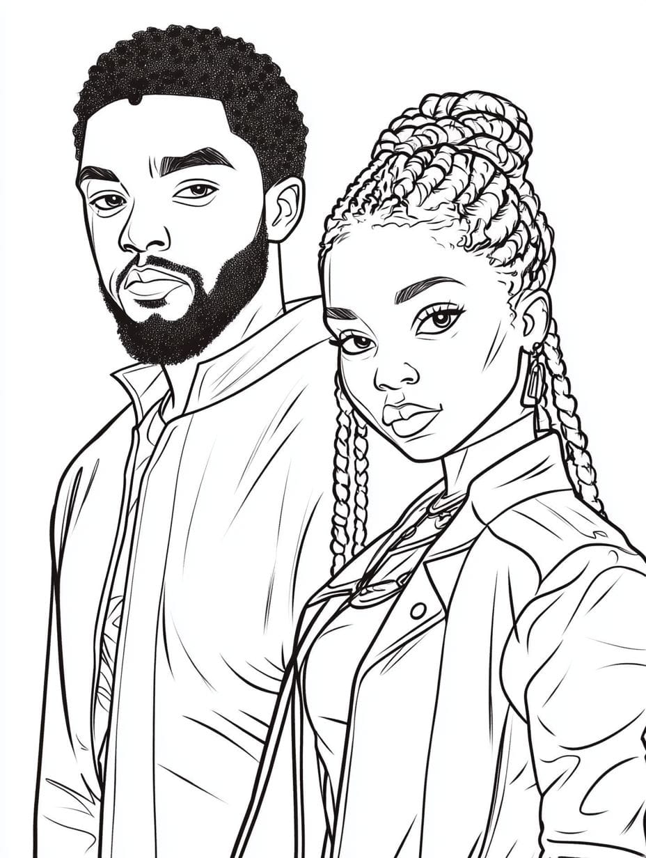 Coloriage Tchalla And Shuri