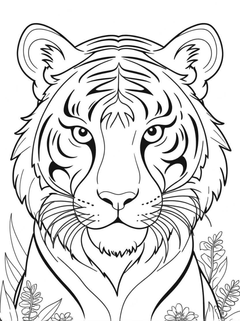 Coloriage Tigre Beau Pour Enfant