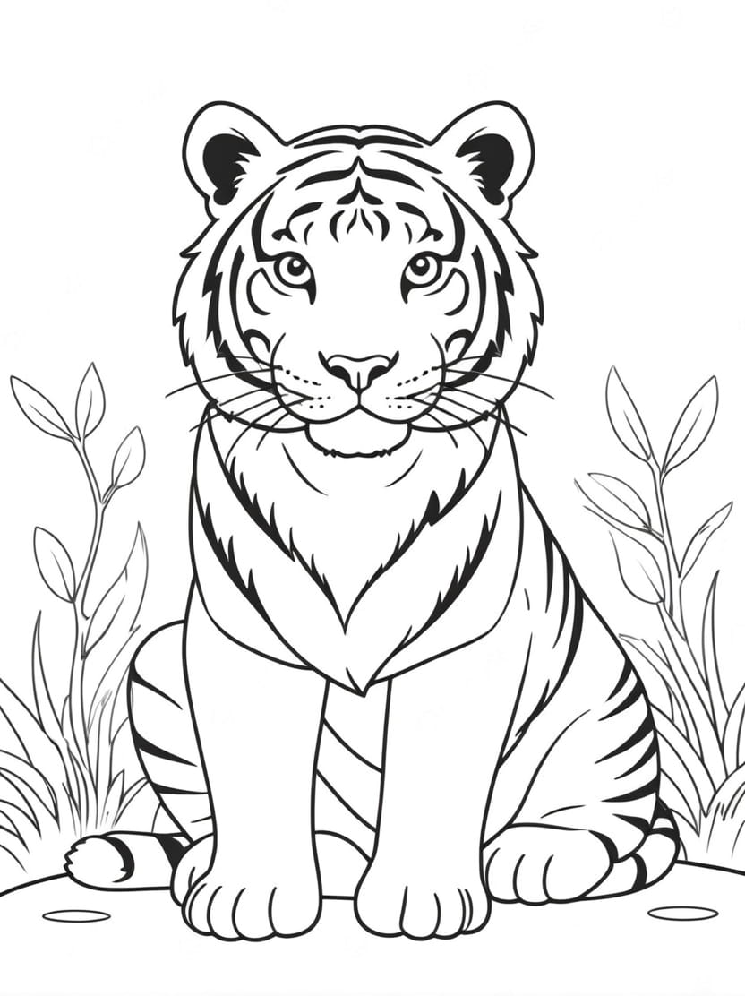 Coloriage Tigre Dans La Foret