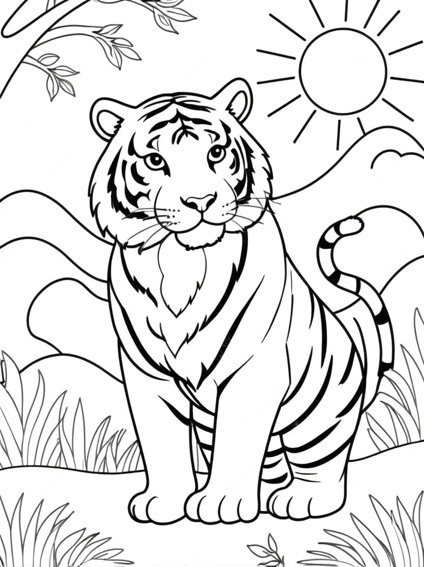 Coloriage Tigre Et Soleil