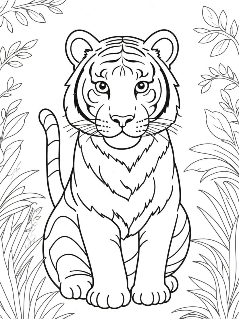 Coloriage Tigre Facile A Colorier Pour Enfant