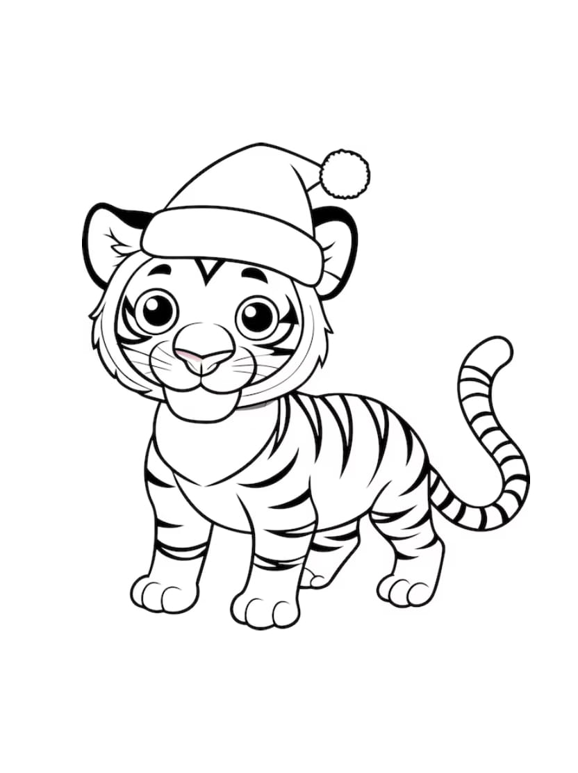 Coloriage Tigre Noel