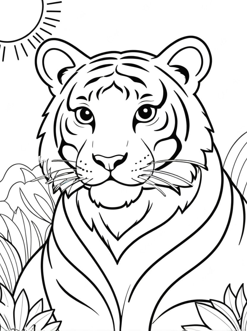 Coloriage Tigre Simple Gratuit