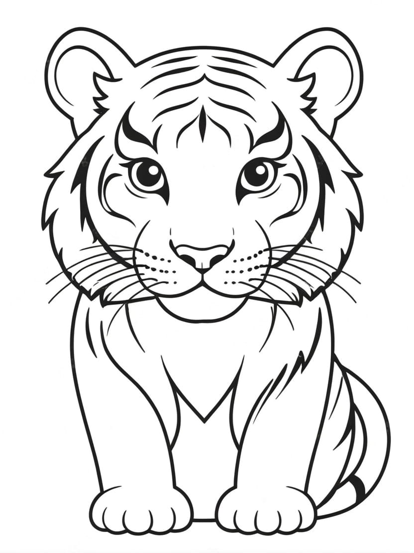 Coloriage Tigre Simple