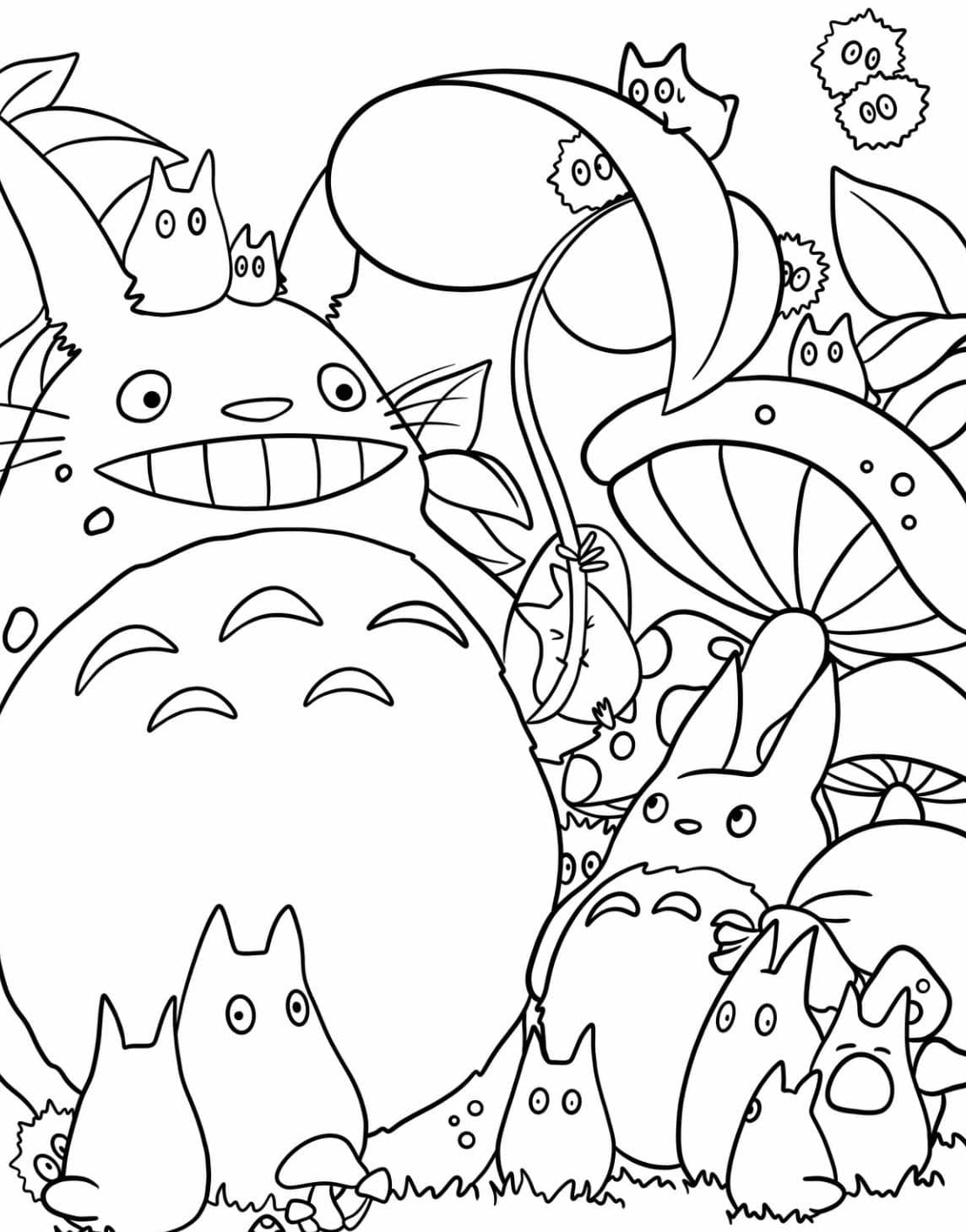 Coloriage Totoro Dans La Foret