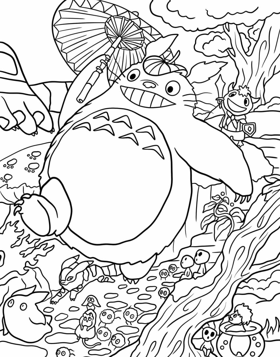 Coloriage Totoro En Train De Courir