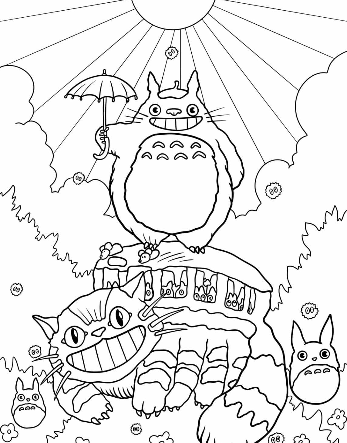 Coloriage Totoro Et Chat