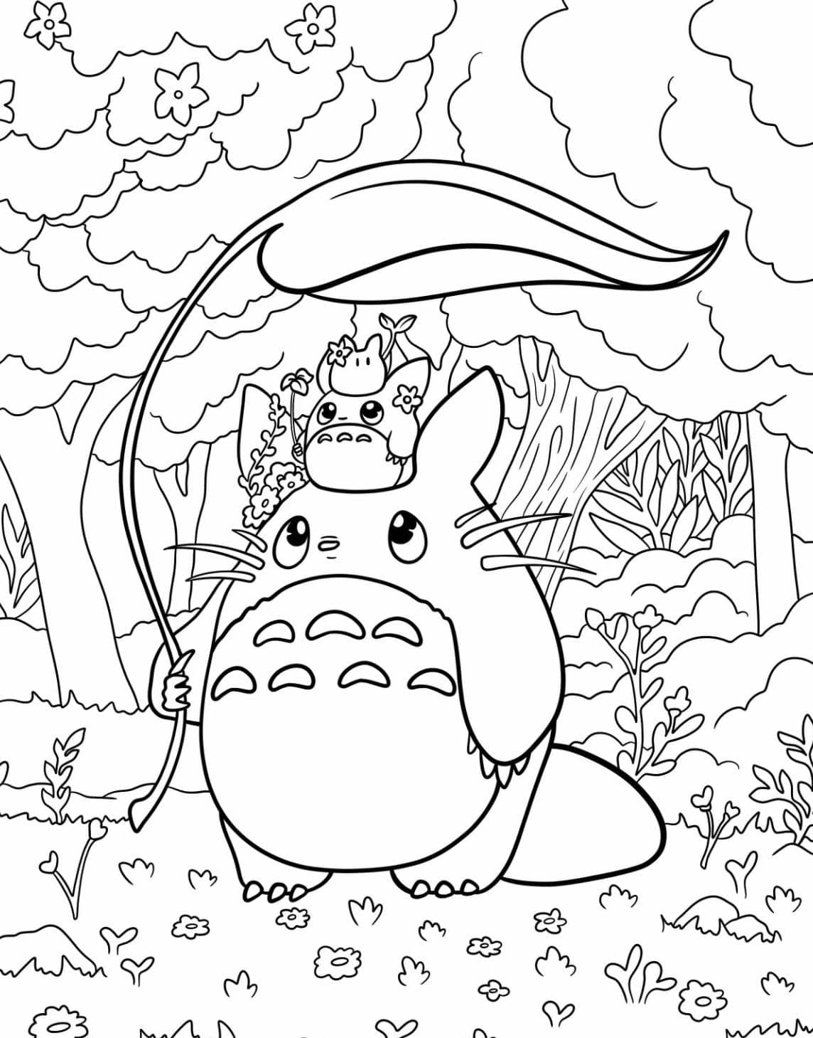 Coloriage Totoro Kawaii