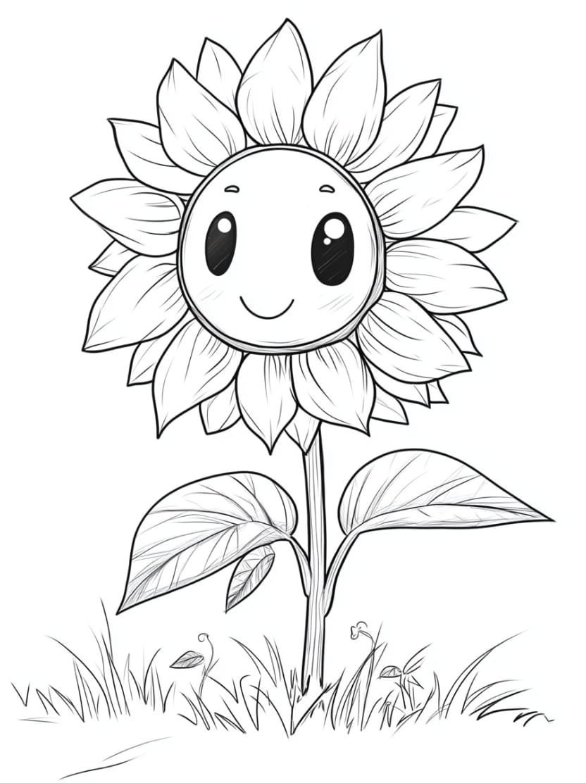 Coloriage Tournesol Mignon Pour Enfant