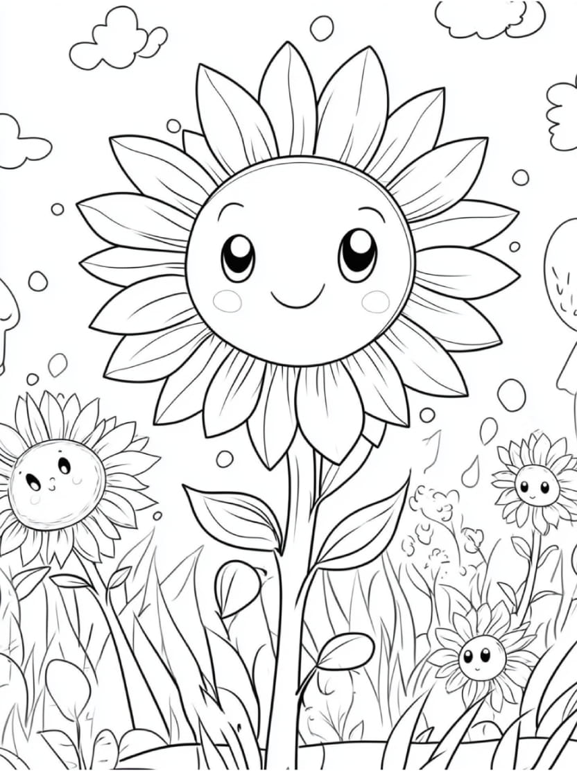 Coloriage Tournesol Mignon