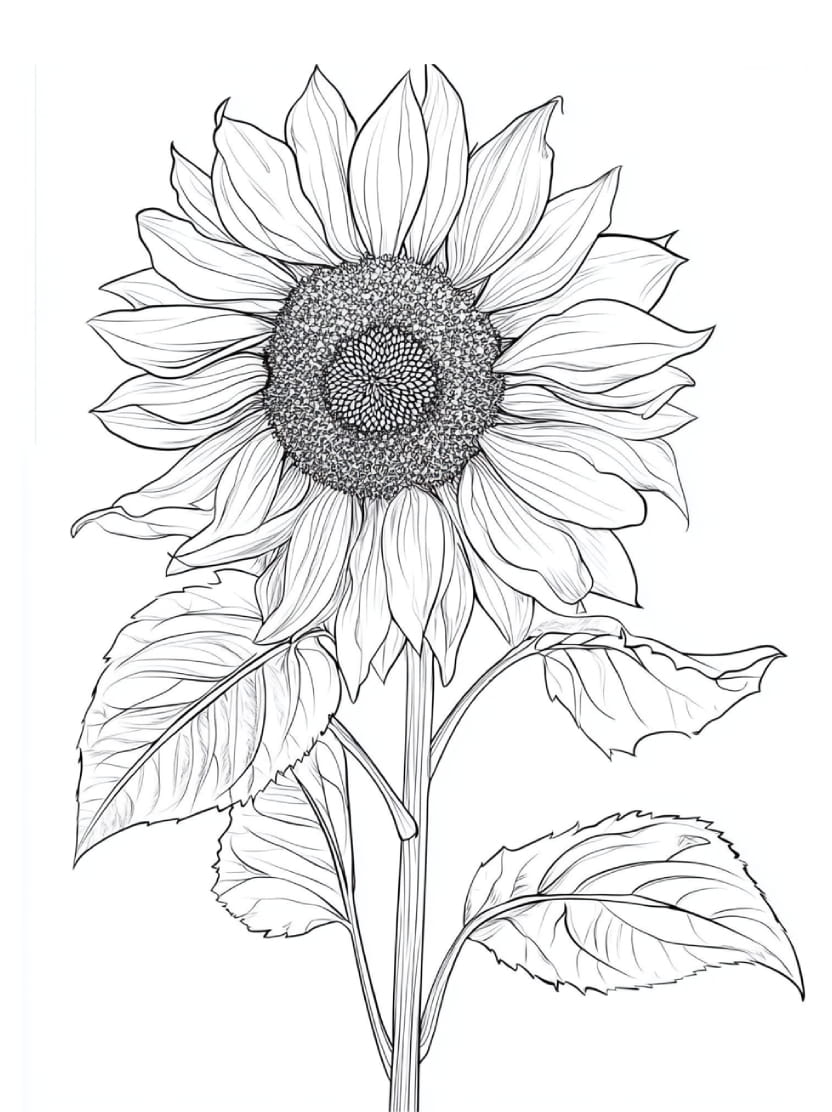 Coloriage Tournesol Simple Pour Enfant