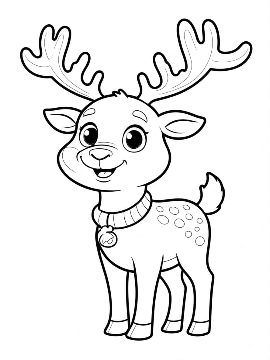 Coloriage Un Cerf Joyeux Souhaitant De Joyeuses Fetes