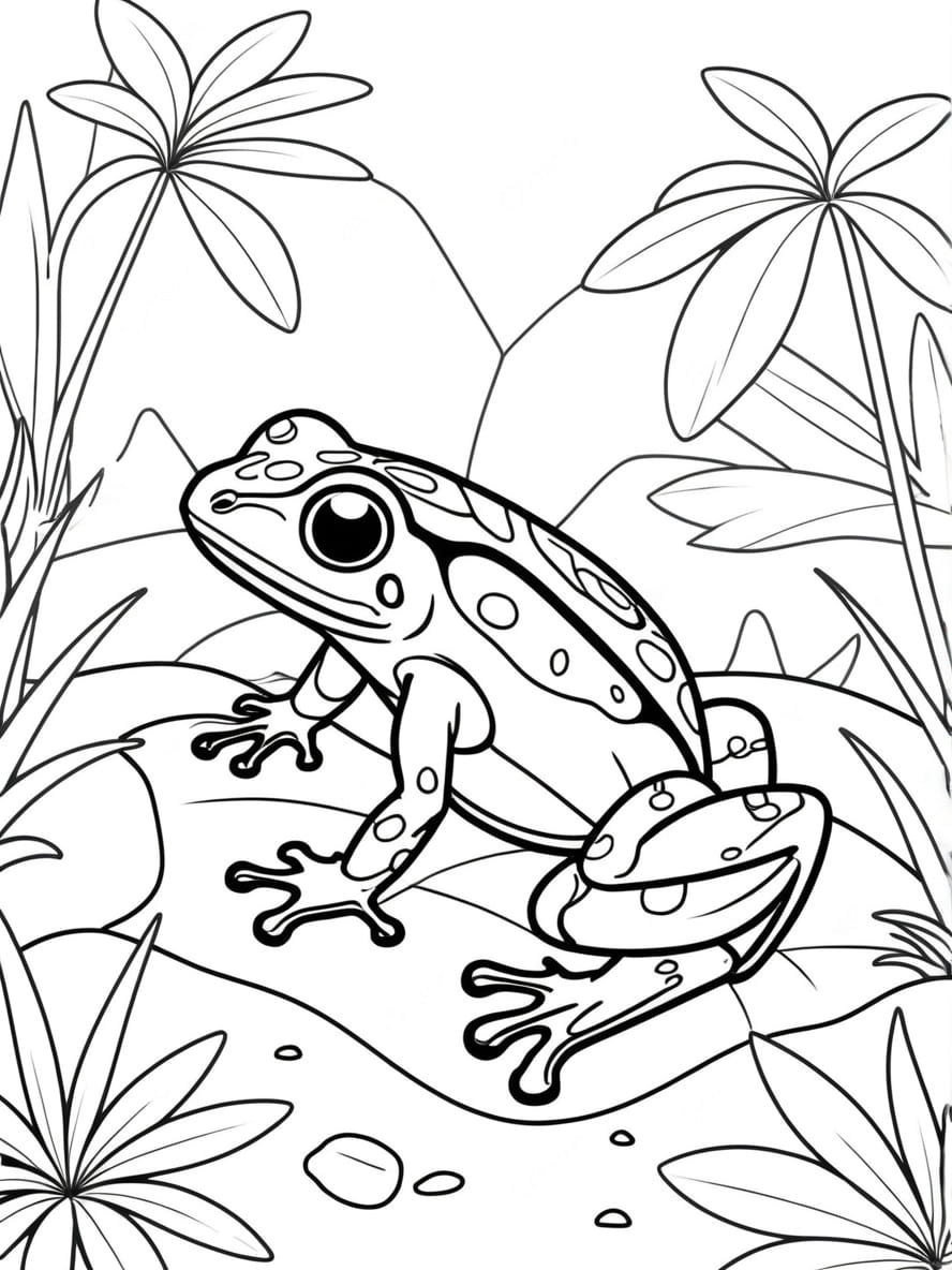 Coloriage Une Grenouille Empoisonnee Coloree Dans La Jungle