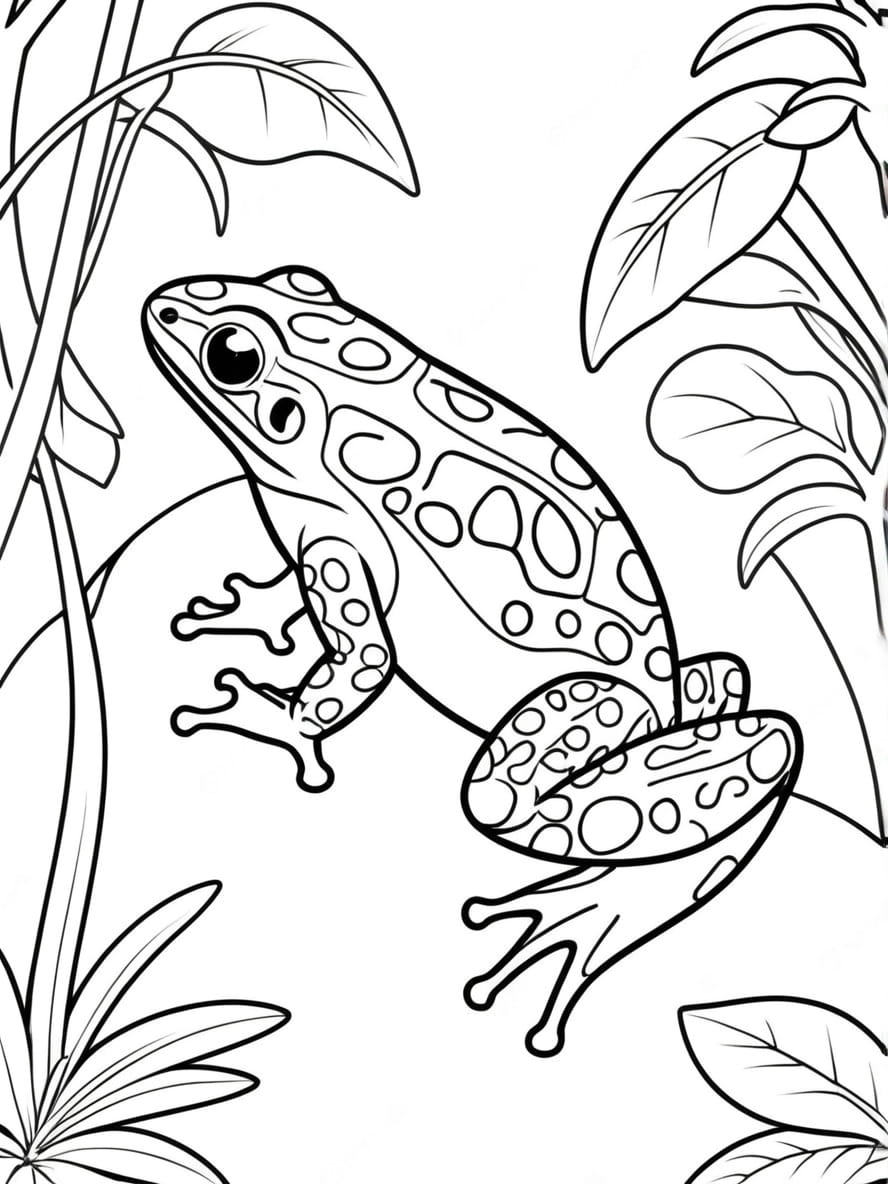 Coloriage Une Grenouille Venimeuse Coloree Dans La Jungle