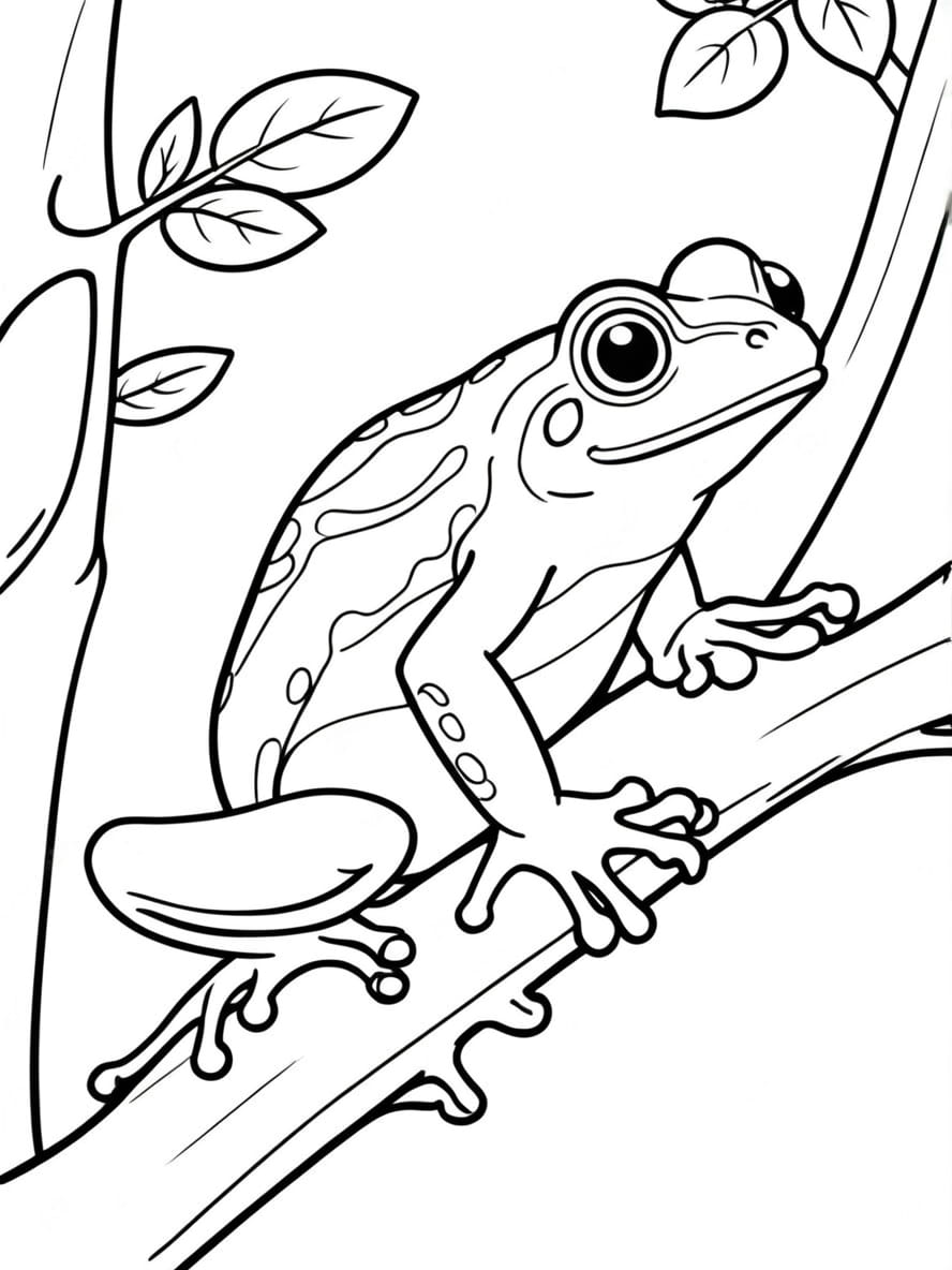 Coloriage Une Rainette Grimpant Sur Une Branche