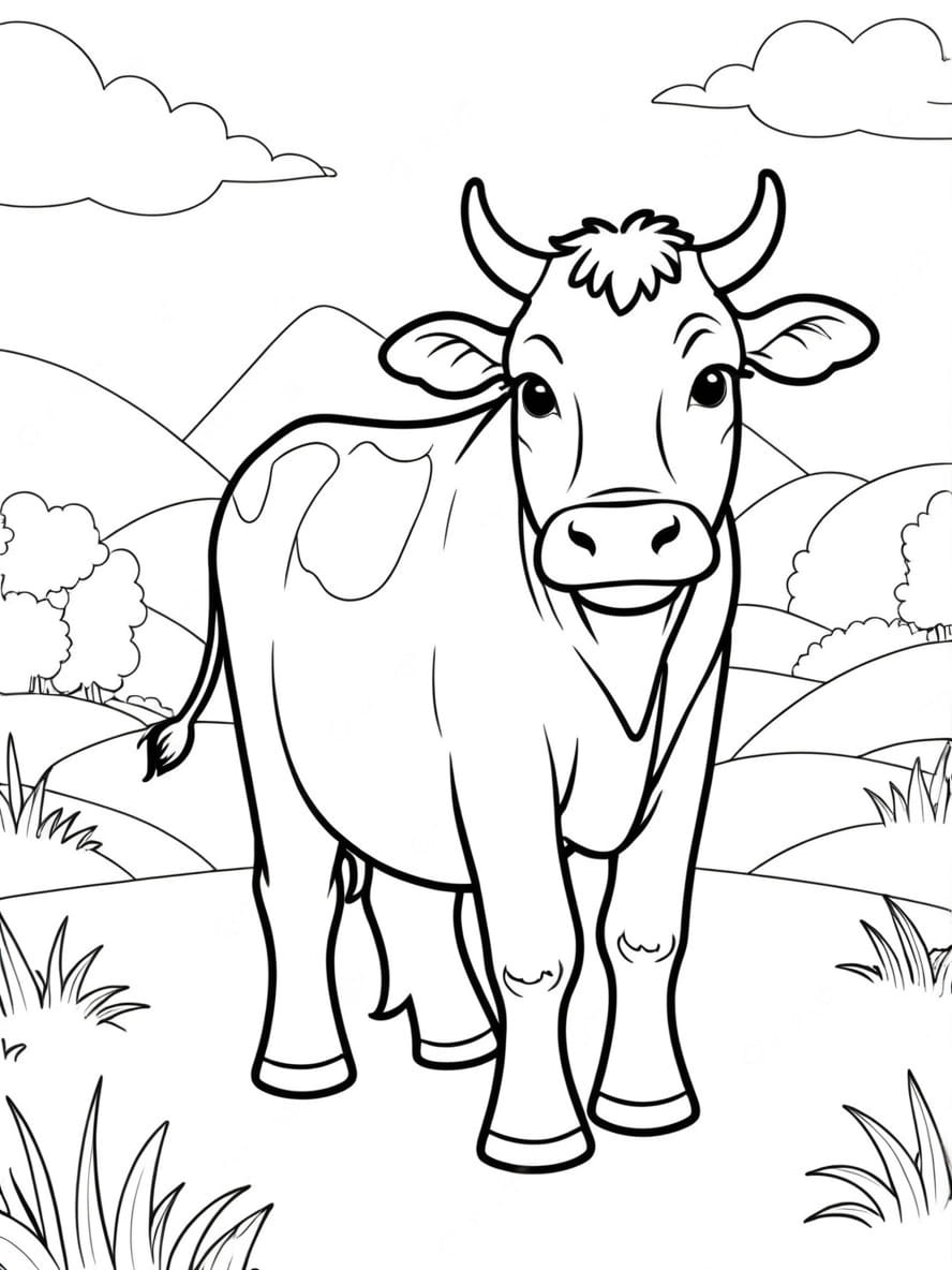 Coloriage Vache Rentrant Chez Elle Au Coucher Du Soleil