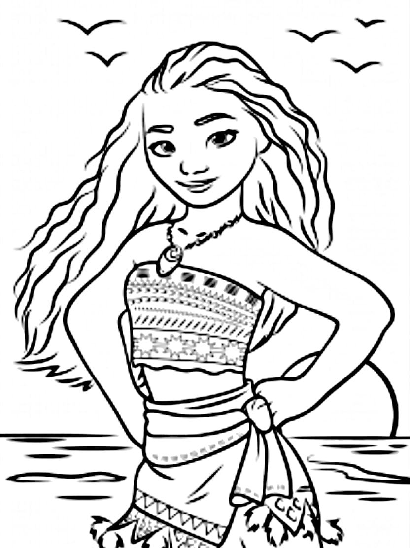 Coloriage Vaiana Artistique Pour Enfants