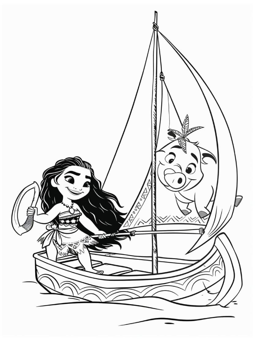 Coloriage Vaiana Et La Princesse Mona