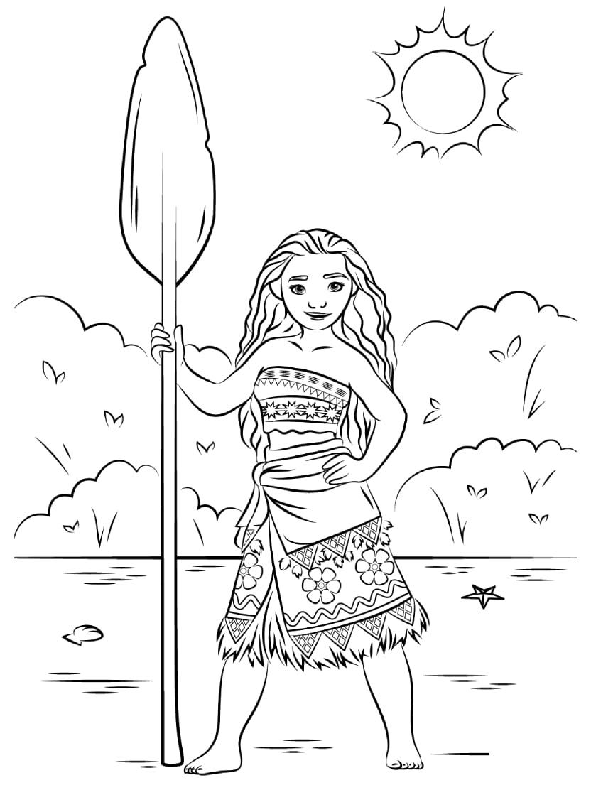 Coloriage Vaiana La Princesse Mona Et Le Soleil