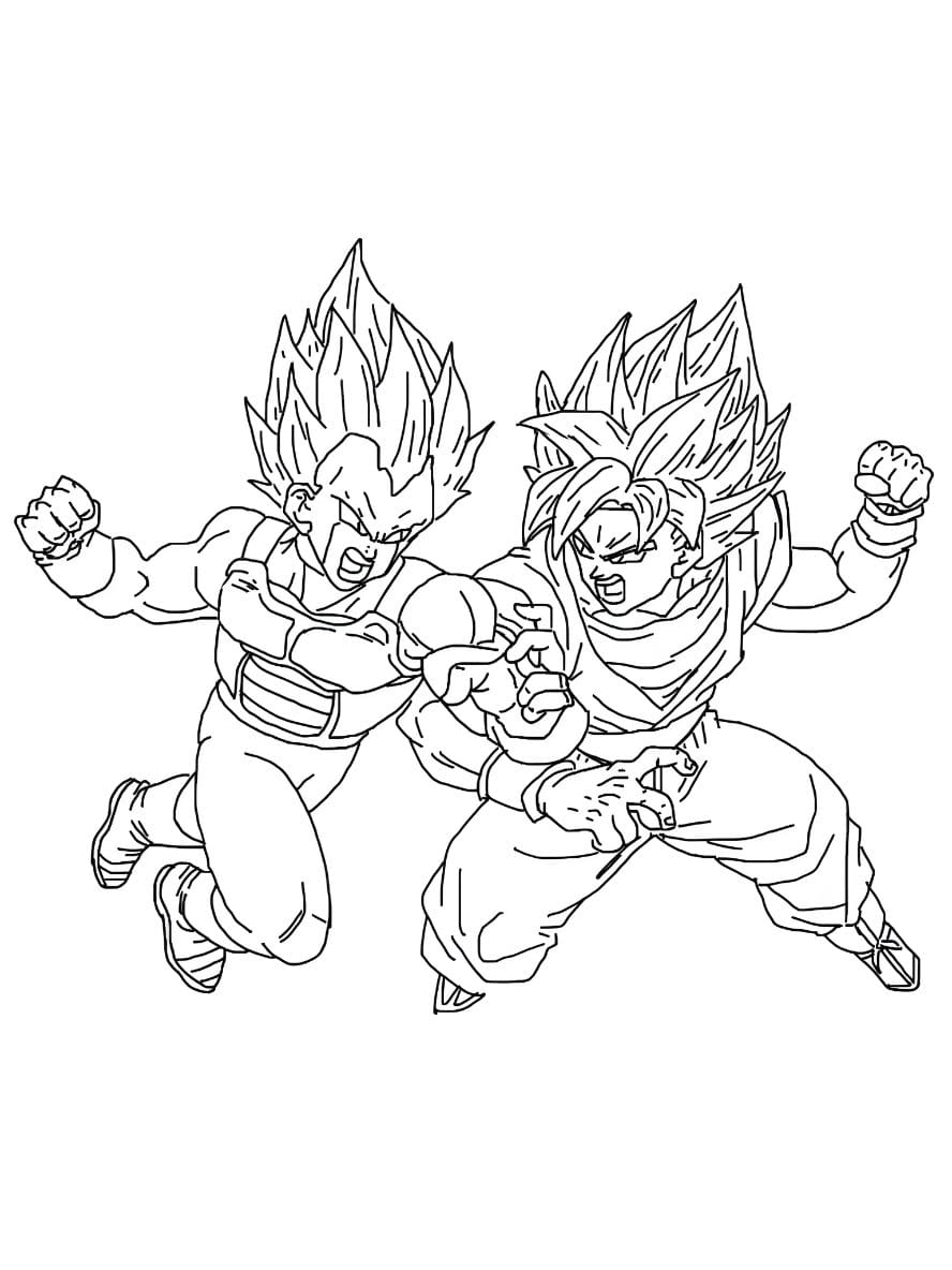 Coloriage Vegeta Combat Goku