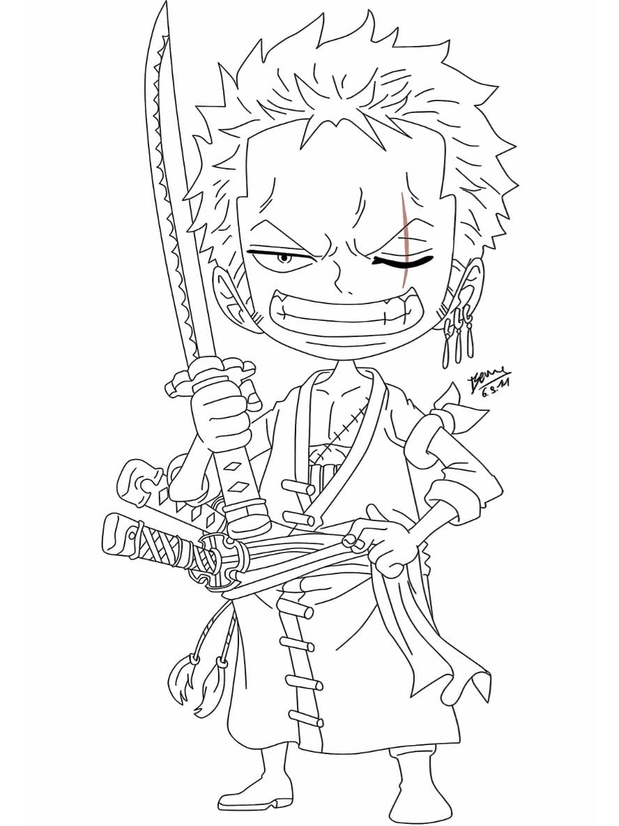 Coloriage Zoro Chibi