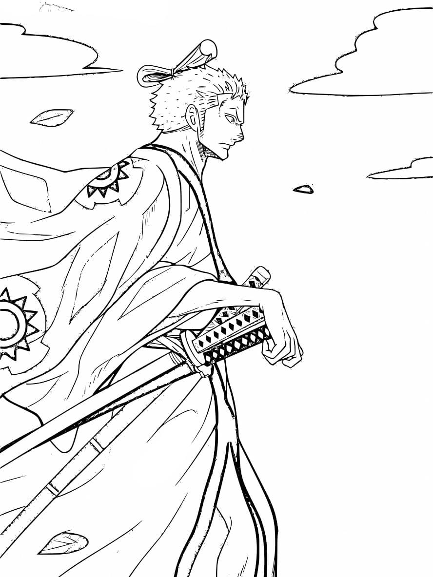 Coloriage Zoro Portant Un Kimono