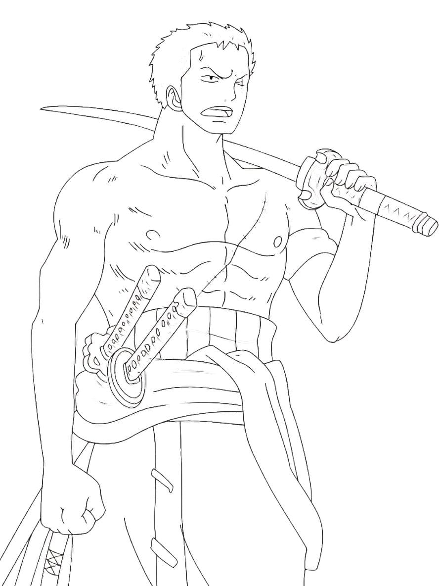 Coloriage Zoro Se Prepare A Se Battre